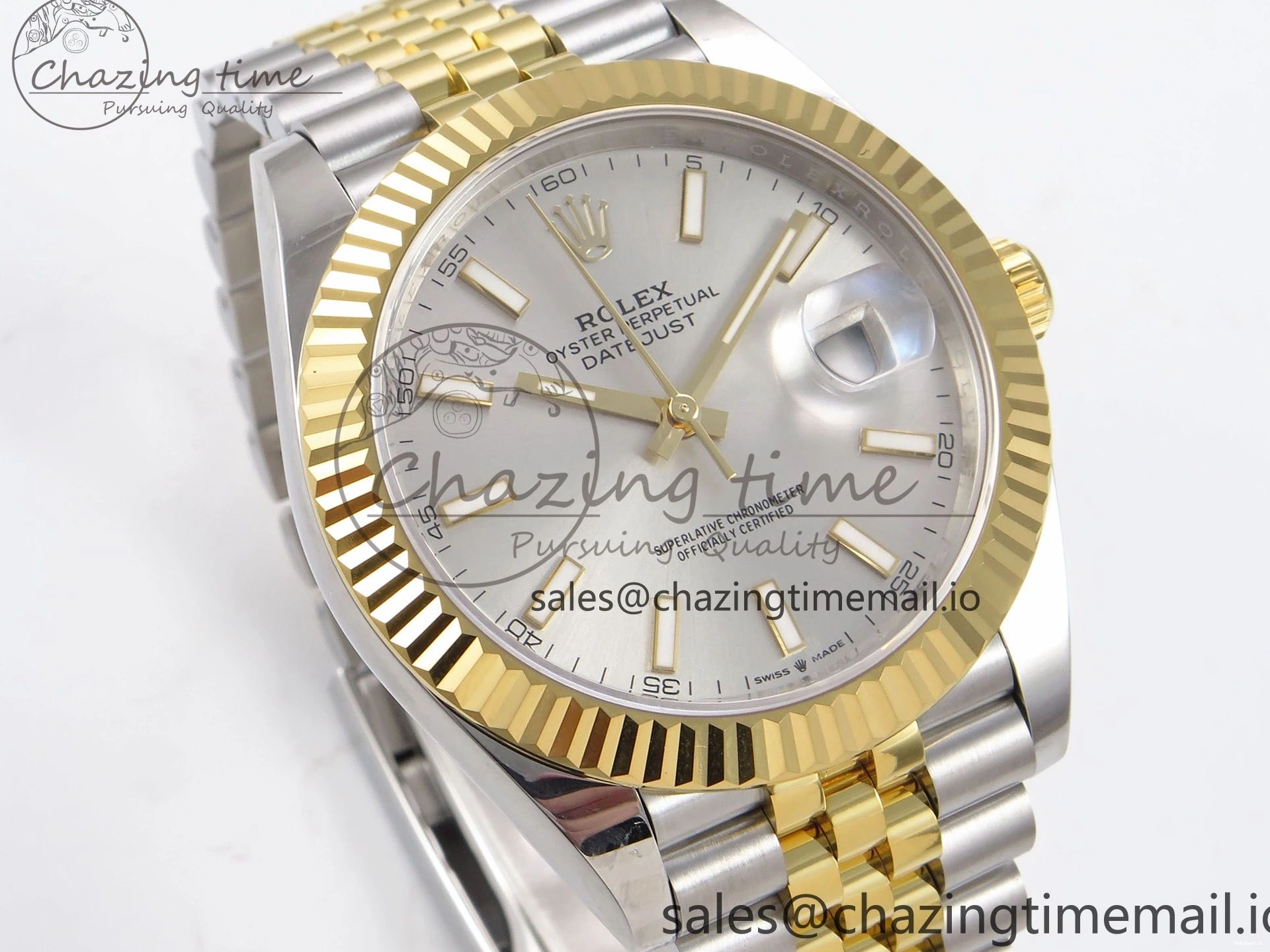 Silver 126333 Best DateJust 41 Edition A3235 SS Stick on YG EWEF Dial Jubilee Bracelet 0118